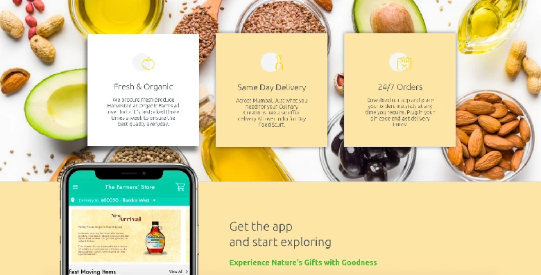 The Farmers' Store mobile app and service features