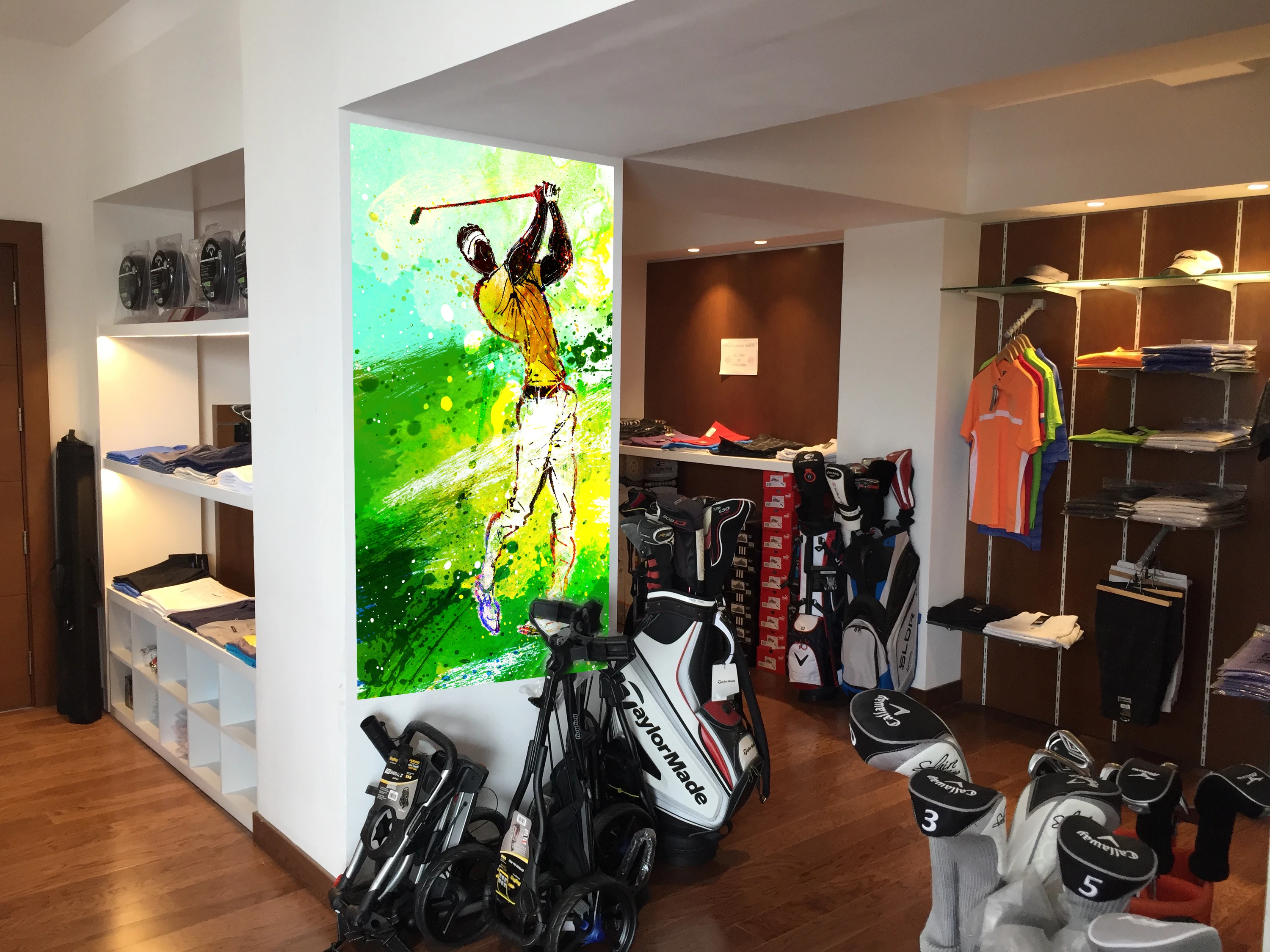 Feature golfer artwork in the Ghala Golf Club