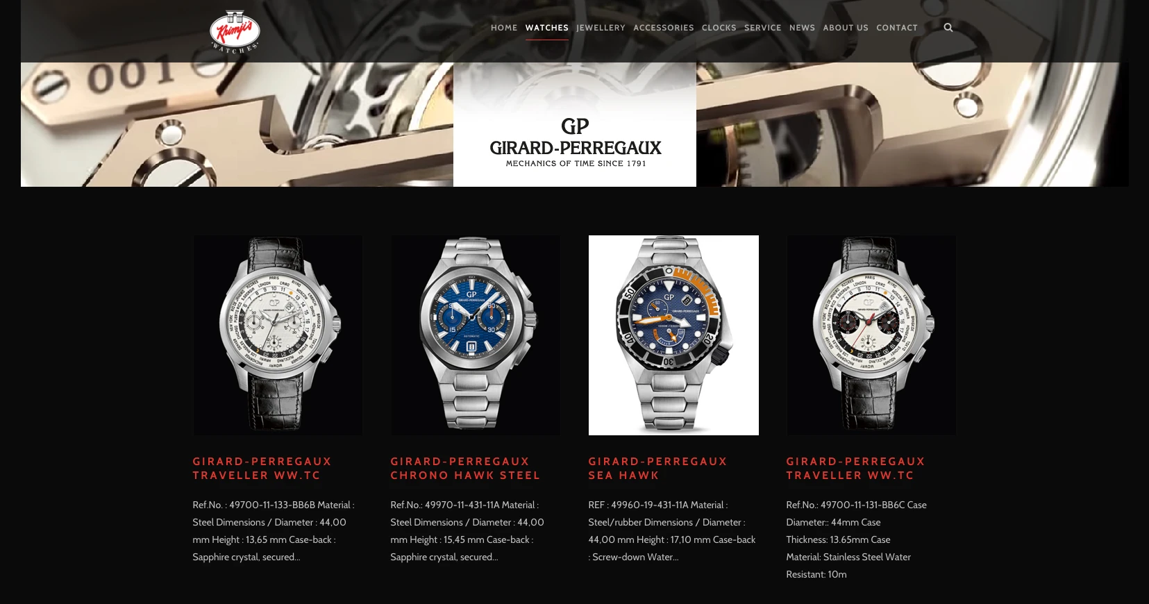 Khimji's Watches website, Girard-Perregaux watch listing