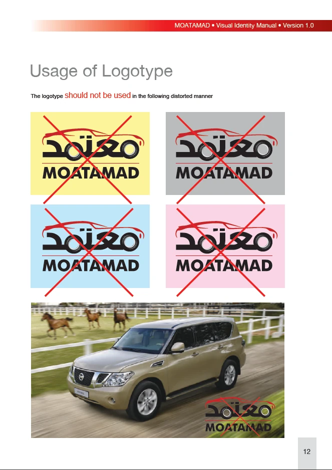 Moatamad logotype usage and a pre-owned vehicle