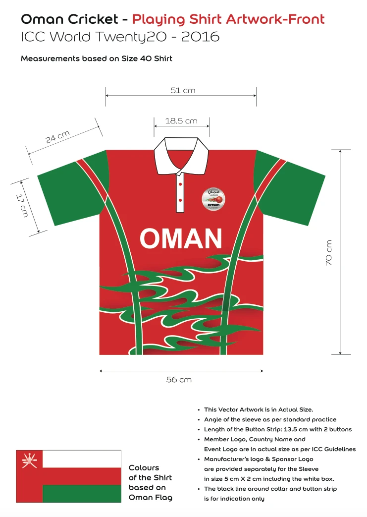 Oman Cricket playing-shirt artwork